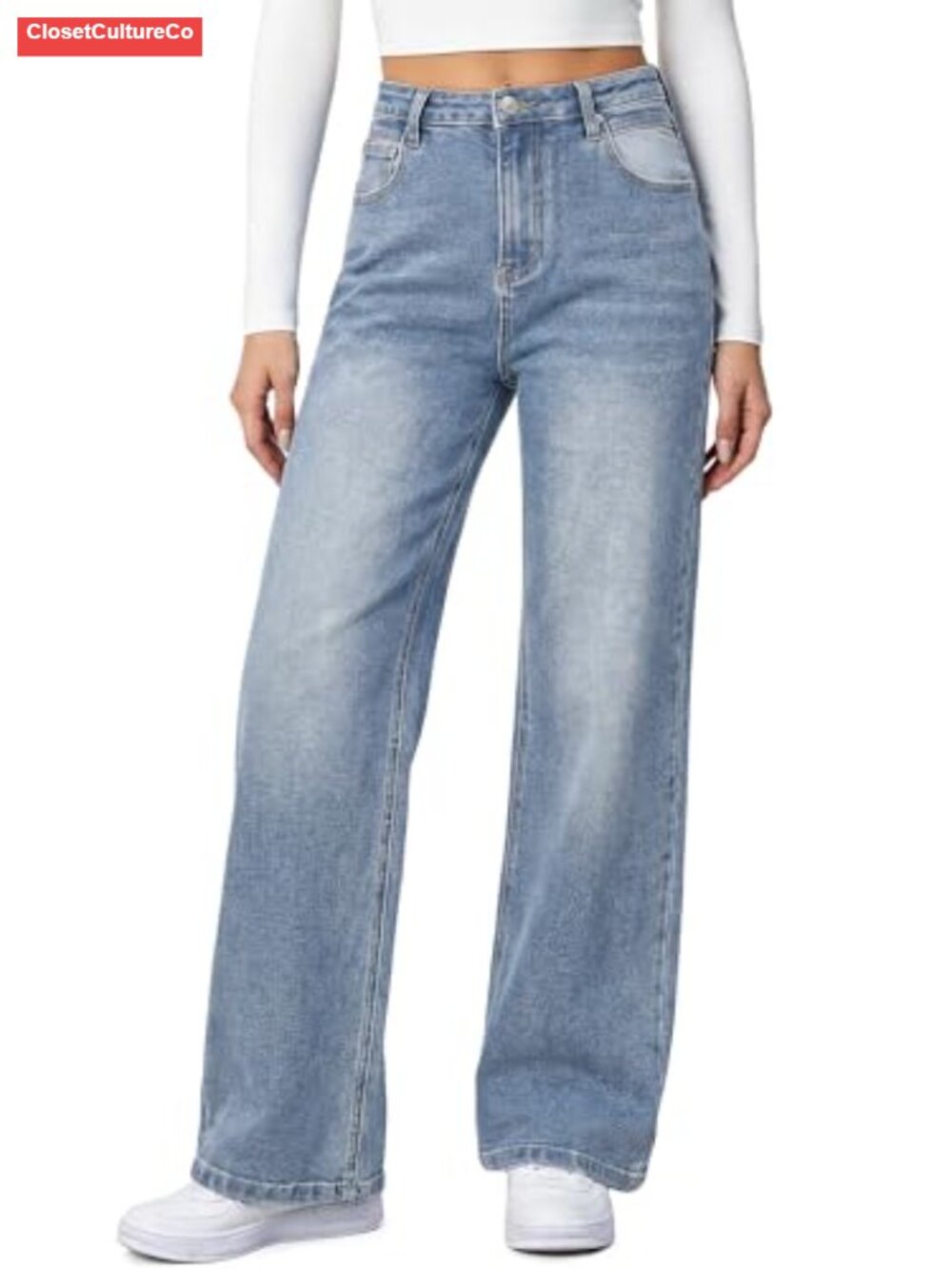 Wide Leg High Waisted Baggy Jeans Boyfriend Fit Denim Pants